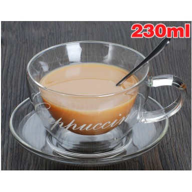 Ly thủy tinh hai lớp uống trà cafe 230ml L008